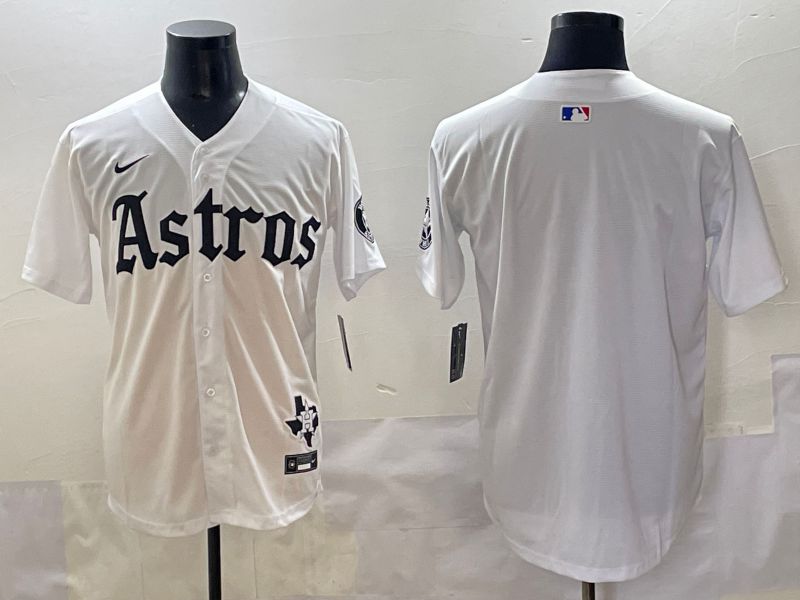 Men 2025 Houston Astros Blank White Five generations Joint Name Nike MLB Jersey style 1
